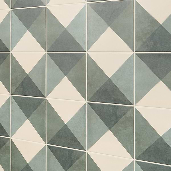 Art Geo by Elizabeth Sutton Deco Plaid Meadow Green 8x8 Matte Porcelain Tile