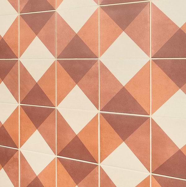 Art Geo by Elizabeth Sutton Deco Plaid Terracotta 8x8 Matte Porcelain Tile