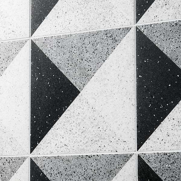 Art Geo by Elizabeth Sutton Terrazzo Deco Charcoal Black 8x8 Matte Porcelain Tile