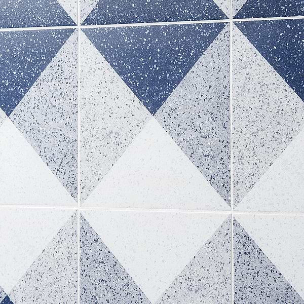 Art Geo by Elizabeth Sutton Terrazzo Deco Blue 8x8 Matte Porcelain Tile: Pattern 3