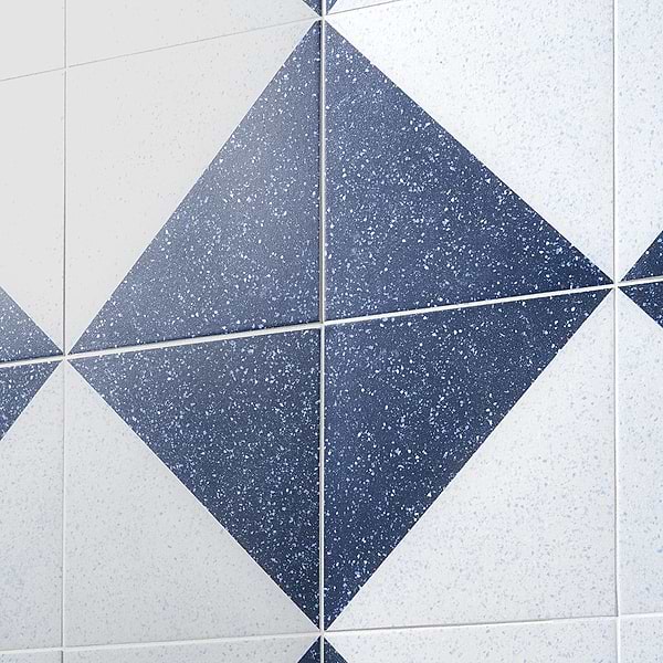 Art Geo Terrazzo Dos Blue by Elizabeth Sutton 8x8 Matte Porcelain Tile: Diamond Pattern