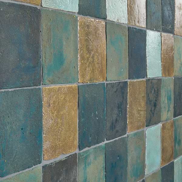 Opera Terracotta by Paula Purroy Lagoon 6x6 Square Matte and Iridescent Terracotta Tile