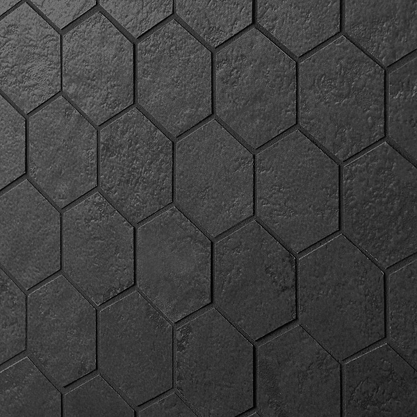 Portrait Black Gold 2" Hexagon Matte Porcelain Mosaic Tile