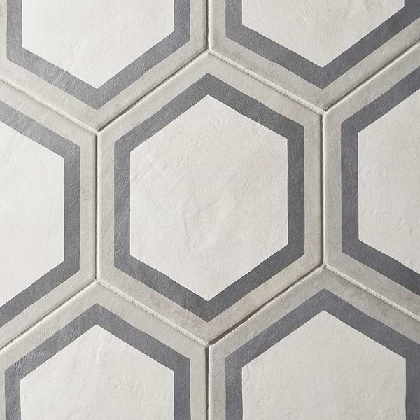 Ava Deco Sabbia Charcoal 8" Hexagon Matte Porcelain Tile
