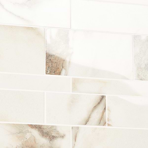 DreamStone Calacatta Rustico Railroad Polished Porcelain Mosaic