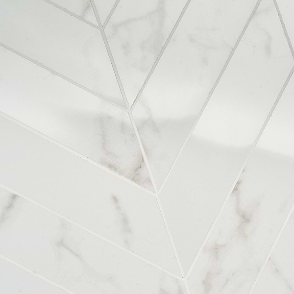 DreamStone Statuario Venato 2x8 Chevron Polished Porcelain Mosaic