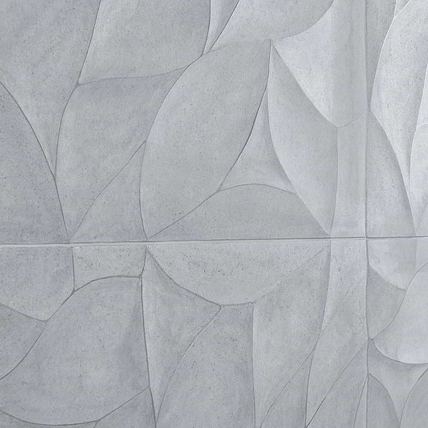 Thalia Blue Gray 18x18 3D Carved Rosette Honed Limestone Tile