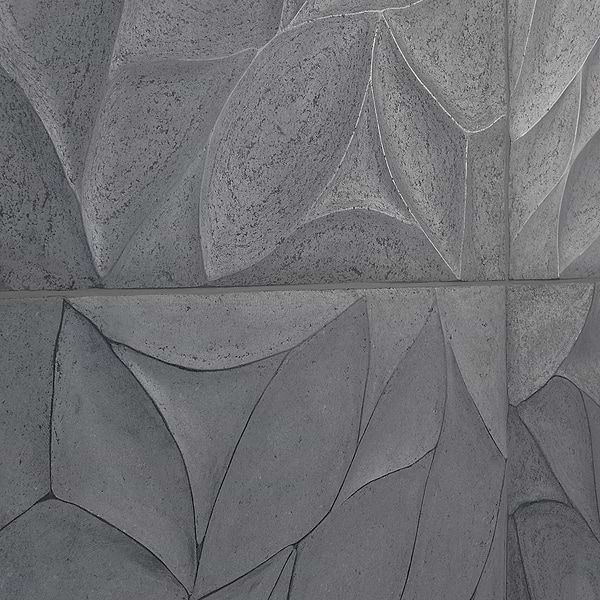 Thalia Charcoal 18x18 3D Carved Rosette Honed Limestone Tile