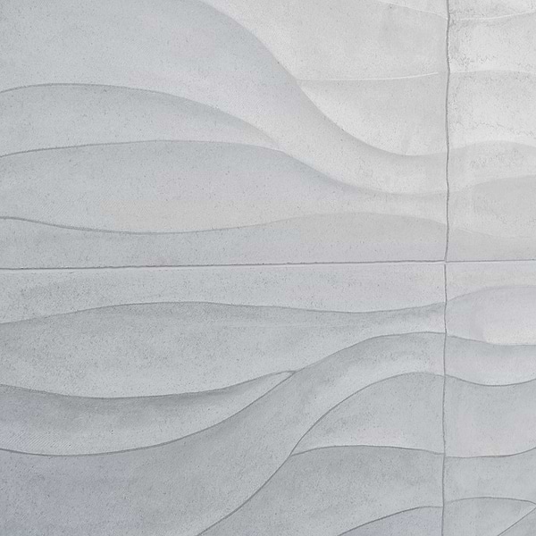 Thalia Blue Gray 18x18 3D Carved Wave Honed Limestone Tile