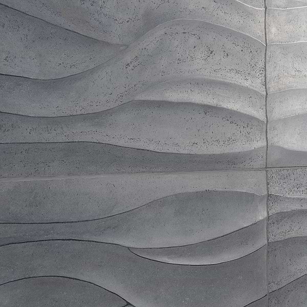 Thalia Charcoal 18x18 3D Carved Wave Honed Limestone Tile