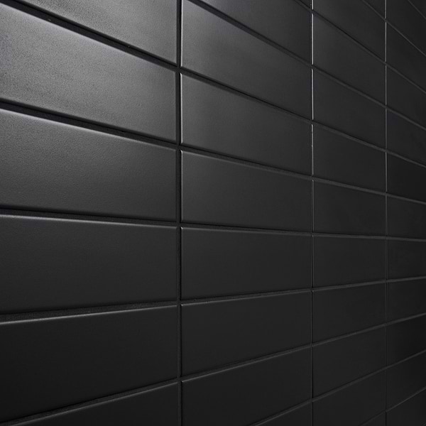 Roller Black 3x11 Matte Porcelain Subway Tile