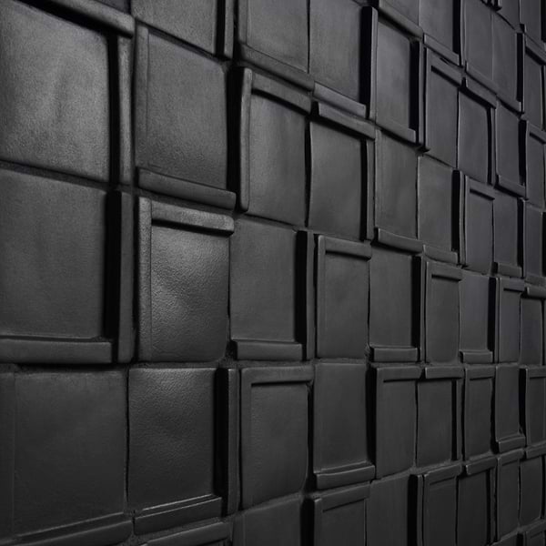 Roller Cross Black 4x4 3D Handmade Matte Ceramic Tile