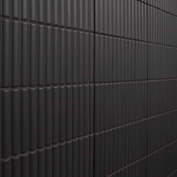 Roller Ribbed Black 4x12 3D Matte Fluted Ceramic Tile