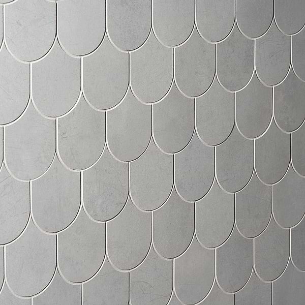 Bond Nimbus Silver Fishscale Plume Matte Porcelain Mosaic Tile