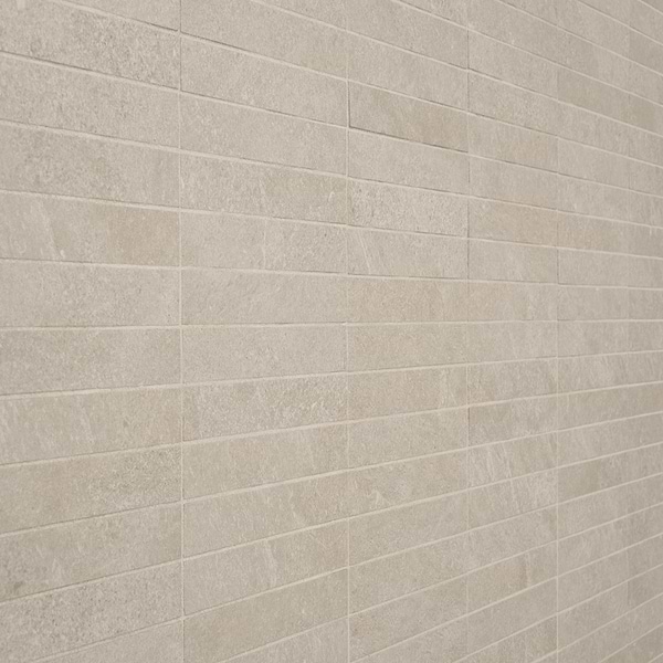Era Crema Beige 1x6 Stacked Limestone Look Matte Porcelain Mosaic Tile