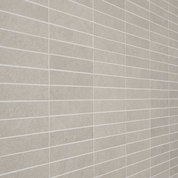 Era Linen White 1x6 Stacked Limestone Look Matte Porcelain Mosaic Tile