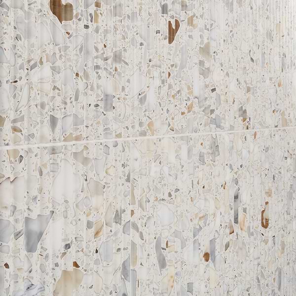 Terrazzo Italy Fluted Sacra Calacatta White 12x24 Honed Terrazzo Tile
