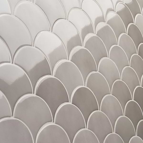 Highwater Mist 5" Fish Scale Polished Ceramic Wall Tile
