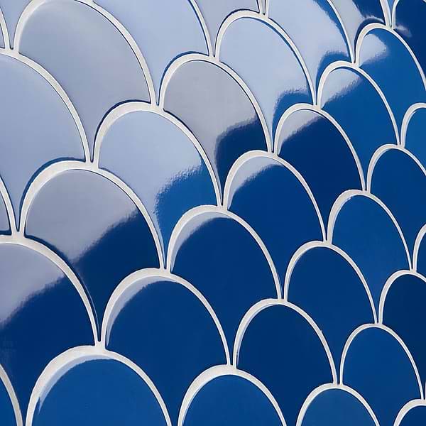 Highwater Turchese Blue Fishscale 2x5 Polished Ceramic Wall Tile