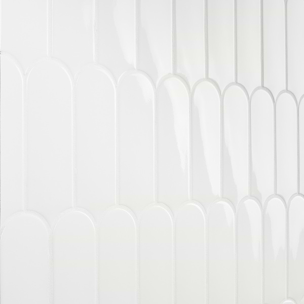 Parry White 3x8 Fishscale Glossy Ceramic Wall Tile