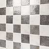 Greta Checkerboard Smoke Gray and Seashell White 5x5 Glossy Textured Porcelain Tile