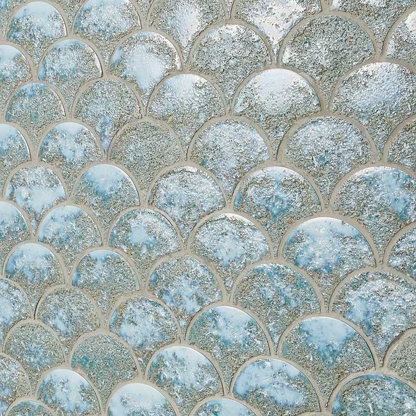 Meri Sapphire Blue 5" Fish Scale Textured Glossy Ceramic Tile