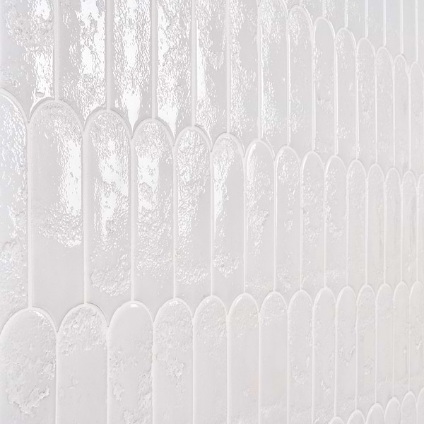 Corali Cloud White 3x9 Textured Fish Scale Glossy Ceramic Tile