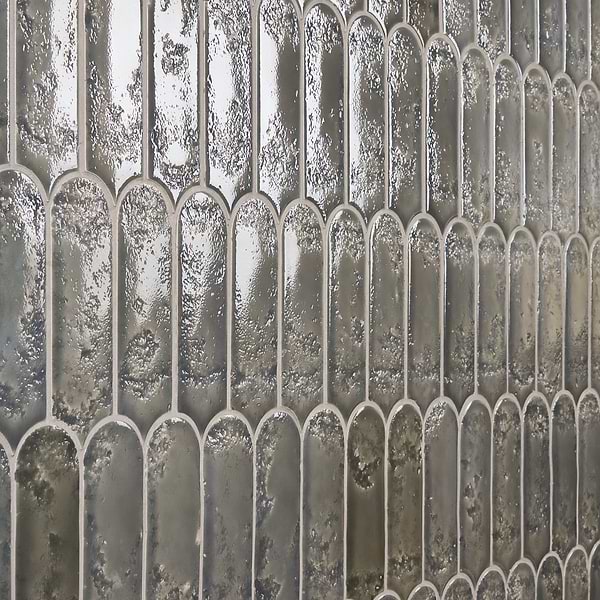 Corali Dove Gray 3x9 Textured Fish Scale Glossy Ceramic Tile