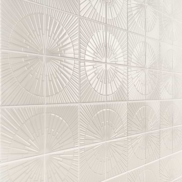 Stacy Garcia Radius Ivory White 6x6 3D Crackled Glossy Ceramic Tile