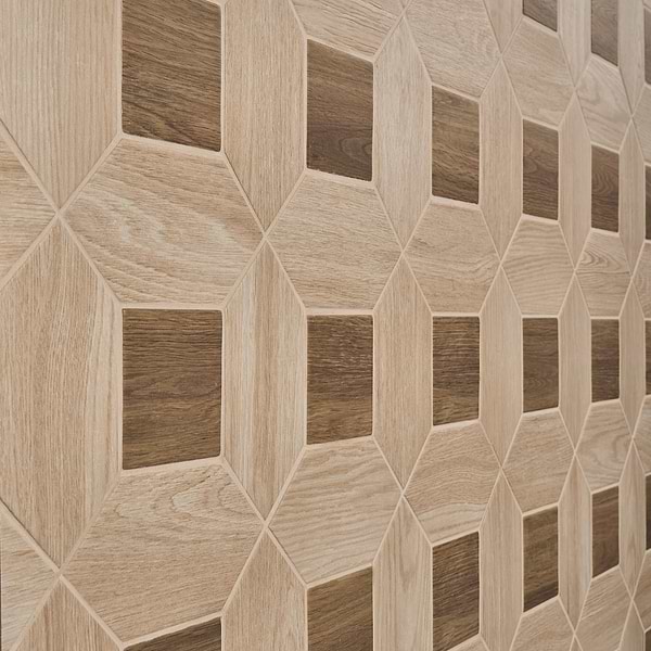 Morocco Oak Beige 4x8 Picket and Willow Brown 4x4 Square Matte Porcelain Tile