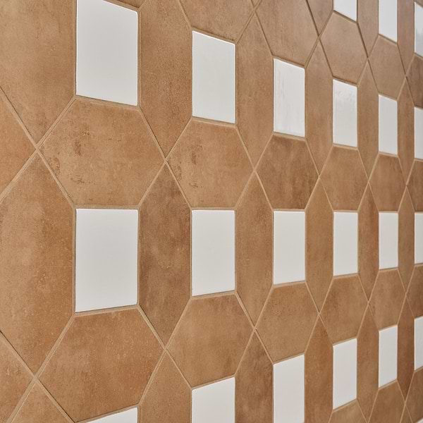 Morocco Terracotta 4x8 Matte Picket and Blanco White 4x4 Glossy Square Porcelain Tile