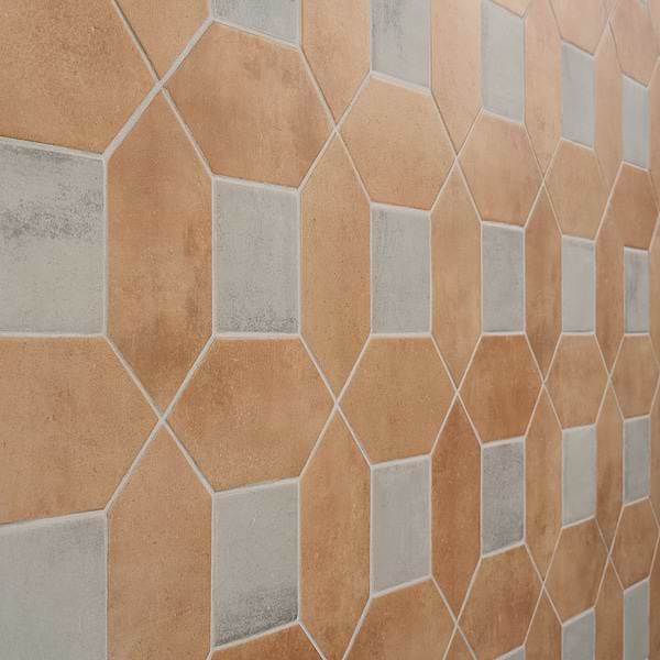 Morocco Terracotta 4x8 Picket and Dove Gray 4x4 Square Matte Porcelain Tile