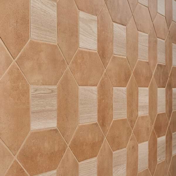 Morocco Terracotta 4x8 Picket and Oak Beige 4x4 Square Matte Porcelain Tile
