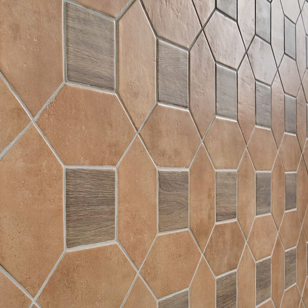 Morocco Terracotta 4x8 Picket and Willow Brown 4x4 Square Matte Porcelain Tile