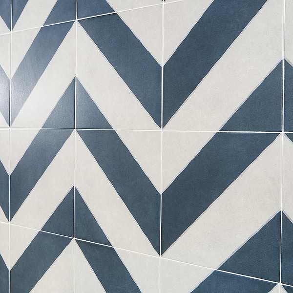 Auteur Diagonals Chevron Navy Blue 9x9 Matte Porcelain Tile