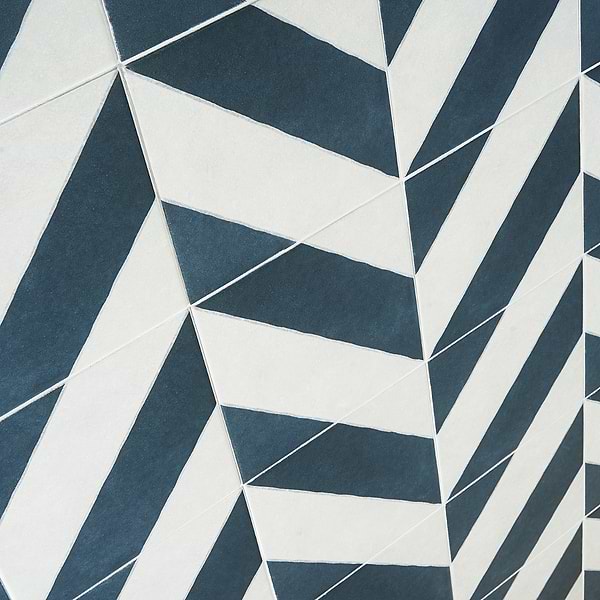 Auteur Diagonals Chevron-Offset Navy Blue 9x9 Matte Porcelain Tile