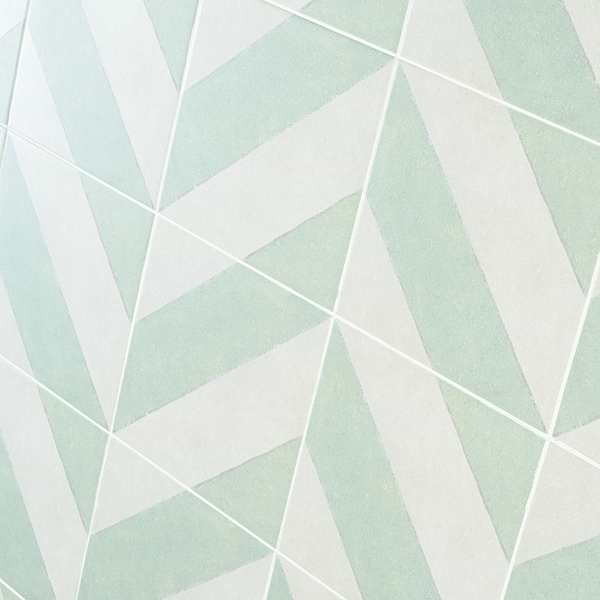 Auteur Diagonals Chevron-Offset Sage Green 9x9 Matte Porcelain Tile