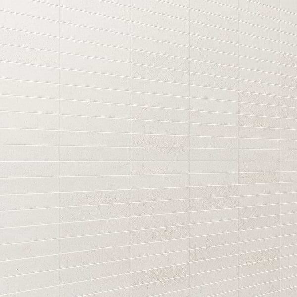 Treveso White 1x6 Stacked Limestone Look Matte Porcelain Mosaic Tile