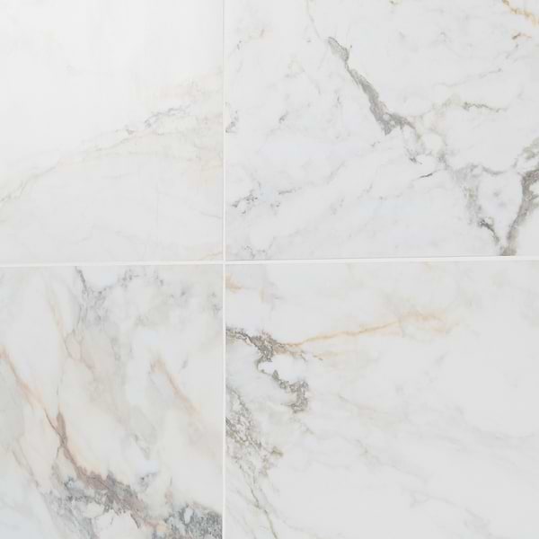 Calacatta Macchia White Gold 24x48 Marble Look Matte Porcelain Tile