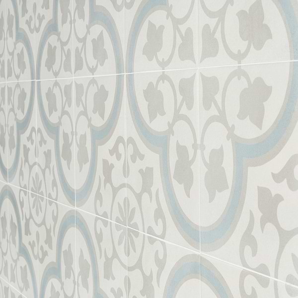 Lapaz Silver Ornate 9x9 Matte Porcelain Tile