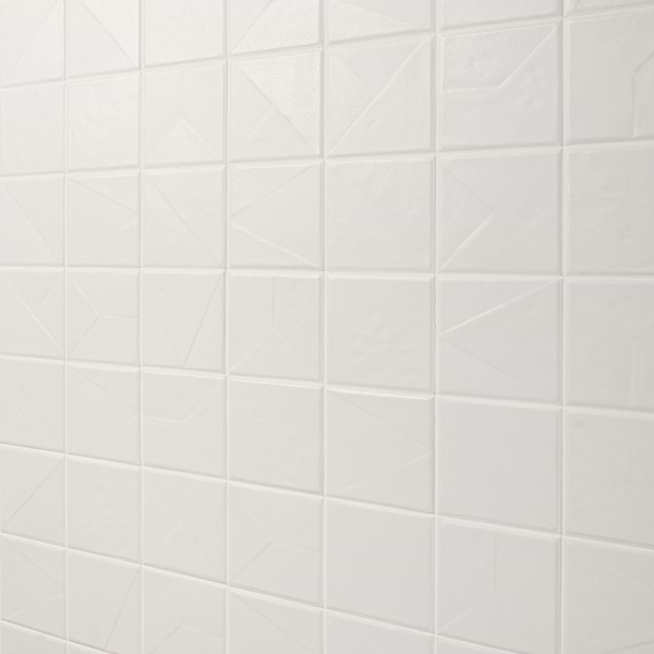 Stacy Garcia Valenova Deco White 5x5 Textured Matte Ceramic Tile
