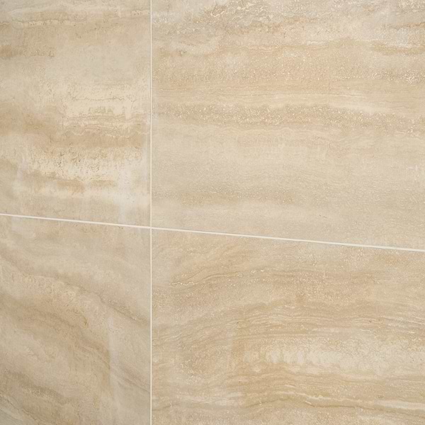 Lumar Travertino Crema Beige 24x48 Travertine Look Matte Porcelain Tile