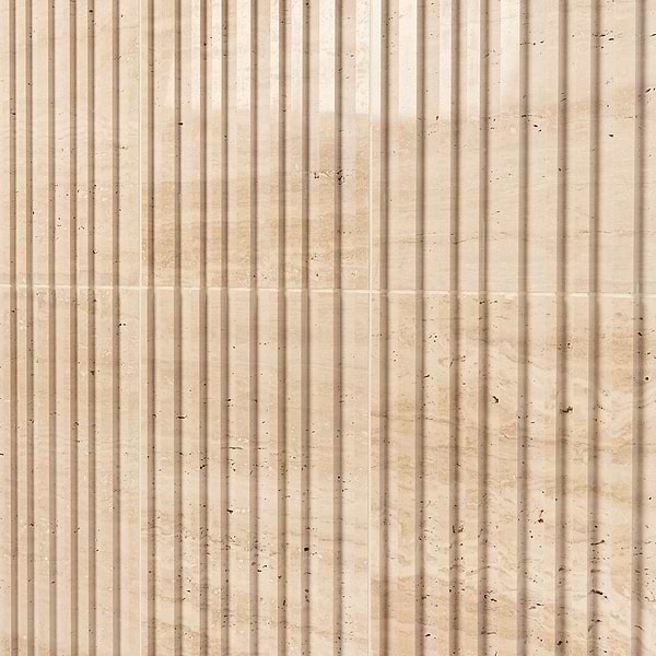 Stonework Barcode Ivory Travertine Premium 12x24 3D Vein Cut Polished + Honed Tile