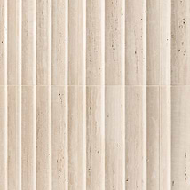 Stonework Fluted Ivory Travertine Premium 12x24 3D Vein Cut Unfilled Honed Tile