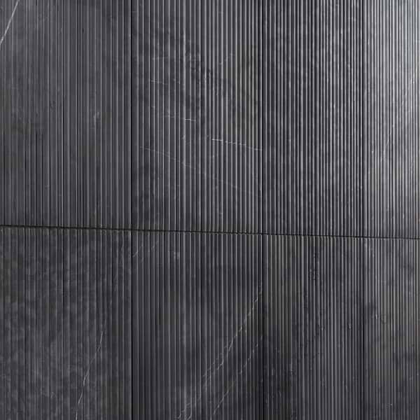 Waves Nero Marquina Black 12x24 Fluted 3D Honed Marble Tile