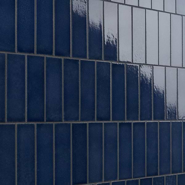 ColorOne Jean Blue 2x8 Crackled Glossy Lava Stone Tile