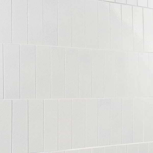 Color One Cotton White 2x8 Glossy Lava Stone Tile
