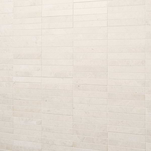 Vanilla Warm White 1x6 Stacked Honed Marble Mosaic Tile