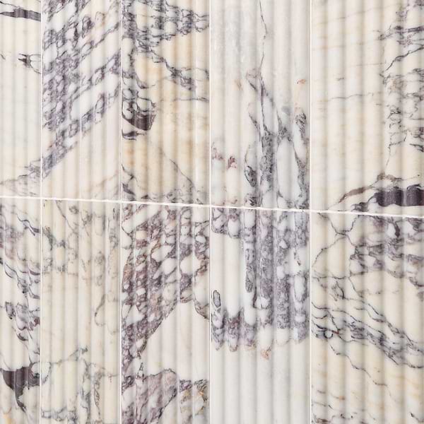 Calacatta Viola Premium Fluted 6x24 3D Honed Marble Tile
