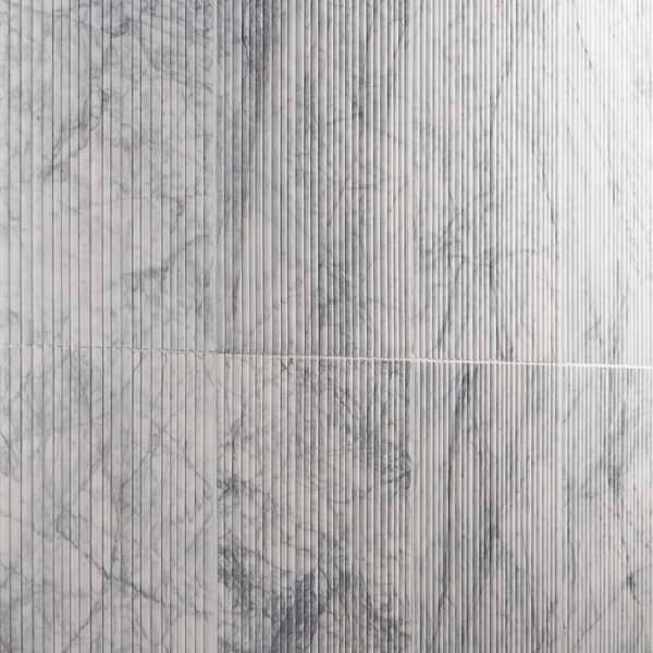 Waves White Lion 12x24 Fluted 3D Honed Marble Tile
